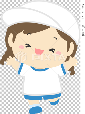 Sports day illustration material, gymnastics uniform girls white team 03 Sports day illustration material, gymnastics uniform girls white team 03 115950265