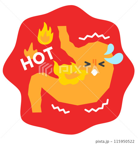 辛いものを食べた胃のイラスト 辛いものを食べた胃のイラスト 115950522