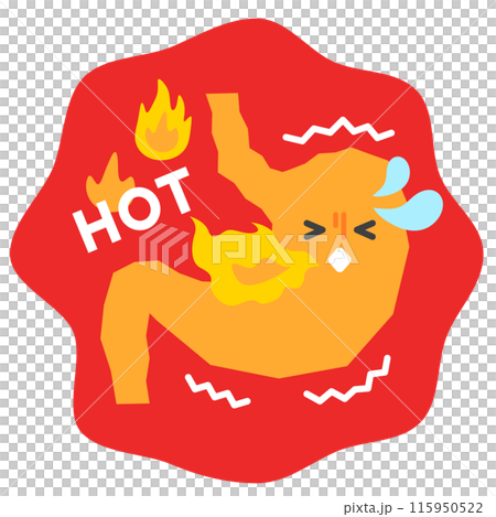 辛いものを食べた胃のイラスト 辛いものを食べた胃のイラスト 115950522