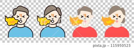 Icon illustration of a man and woman who are angry and blowing fire 115950523