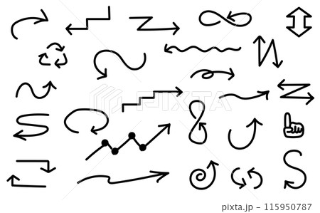 黒の矢印のイラスト素材セット 115950787