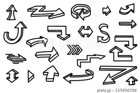 立体矢印のイラスト素材セット 115950789