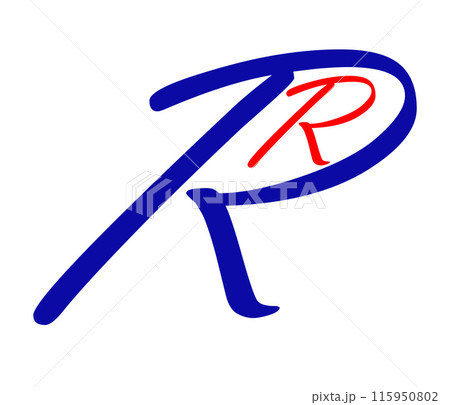 Vector logo. Abstraction. Art design. Figure. Symbol and letter R. Sign on a white background. Vector drawing. Name of the company. Logo. Graphic element. Design. 115950802