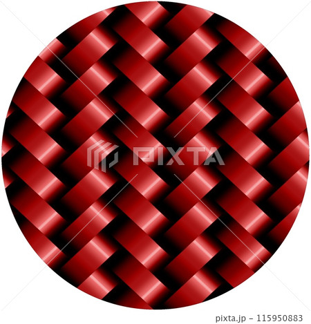 3D模様のイラスト、ジオメトリック模様、リボンの模様のイラスト、メタリックな赤い綾杉模様のイラスト 115950883