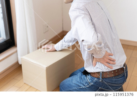 腰を痛める男性　腰痛　ぎっくり腰 115951376