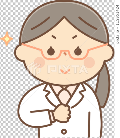 一個穿著白大褂的女人自豪地挺起胸膛 115951424