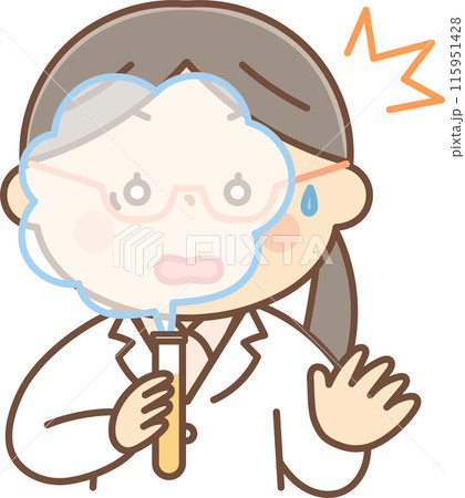 実験に失敗する白衣の女性 115951428