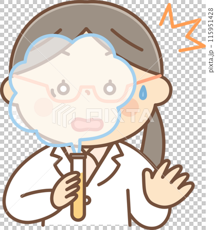 実験に失敗する白衣の女性 115951428