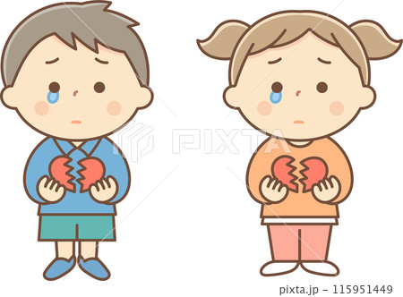 割れたハートを持った男の子と女の子 115951449