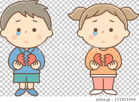 割れたハートを持った男の子と女の子 115951449