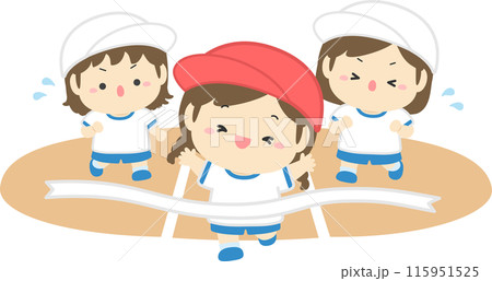 運動会で走る小学生の女の子のイラスト01 運動会で走る小学生の女の子のイラスト01 115951525