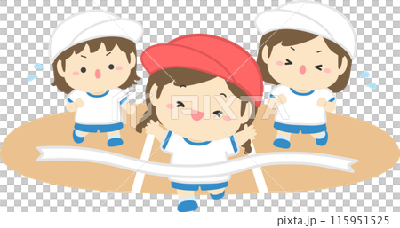 運動会で走る小学生の女の子のイラスト01 運動会で走る小学生の女の子のイラスト01 115951525