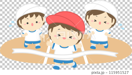 Illustration of an elementary school boy running at a sports day 02 Illustration of an elementary school boy running at a sports day 02 115951527