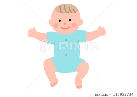 半袖ロンパースの赤ちゃんのイラスト 半袖ロンパースの赤ちゃんのイラスト 115952734