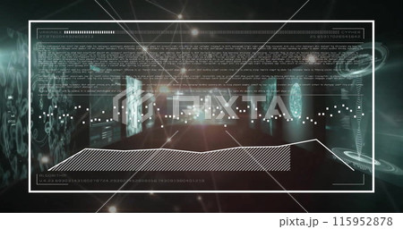 Image of data processing over screens on dark background Image of data processing over screens on dark background 115952878