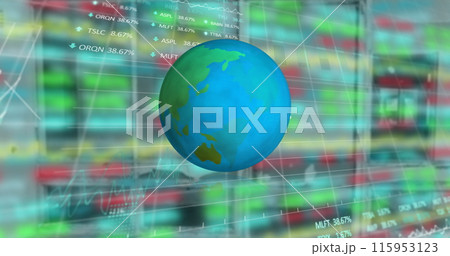 Image of globe and financial data processing 115953123