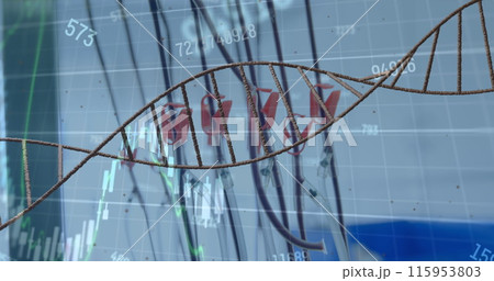Dna structure spinning and financial data...のイラスト素材 [115953803] - PIXTA