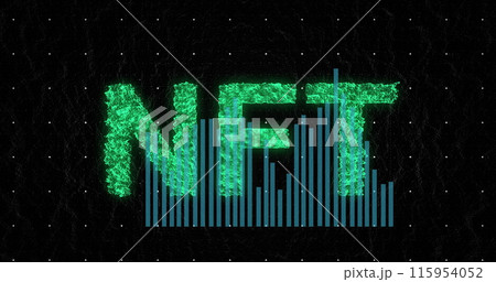 Image of graphs and nft on black background 115954052