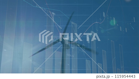 Image of green line and data processing over grid 115954443