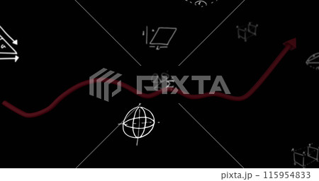 Image of mathematical equations over black background 115954833