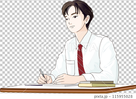 國中和高中男孩側身學習 國中和高中男孩側身學習 115955028