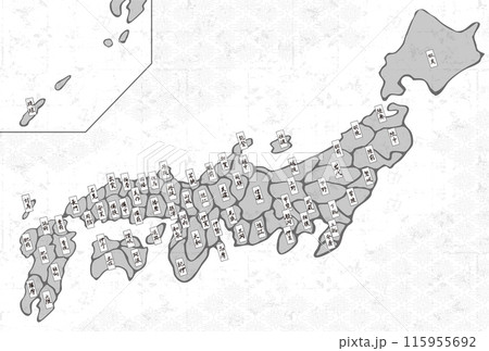 日本地図 古地図 グレー 日本地図 古地図 グレー 115955692