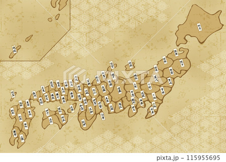 日本地図 古地図 ベージュ 日本地図 古地図 ベージュ 115955695