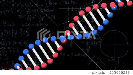 Image of mathematical equations over digital model Image of mathematical equations over digital model 115956238