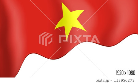 Vietnam country flag realistic independence day background. Vietnamese commonwealth banner in motion waving, fluttering in wind. Festive patriotic HD format template for independence day 115956275