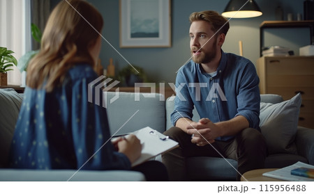 Male Patient Talking to Therapist 115956488