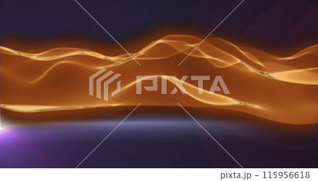 Image of orange light waves moving up and down over purple and white light 115956618