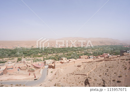 landscape with a field and winding road 115957071