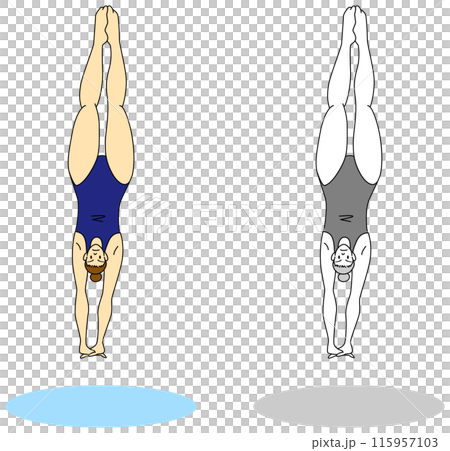 飛込競技選手（女性）のイラストセット 115957103