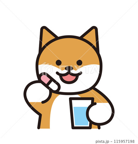 薬　犬　柴犬　シンプル 115957198