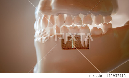 Dental Implant Procedure 3D Rendering Dental Implant Procedure 3D Rendering 115957413
