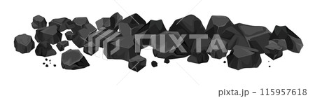 Set of border pile of energy overgrown coal. 115957618