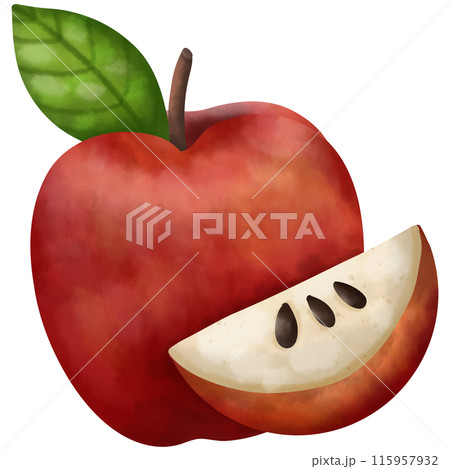 A watercolor painting of an apple is used as an illustration to decorate the piece. 115957932