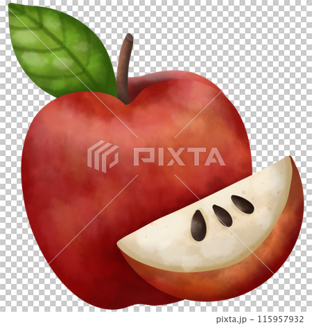 A watercolor painting of an apple is used as an illustration to decorate the piece. 115957932