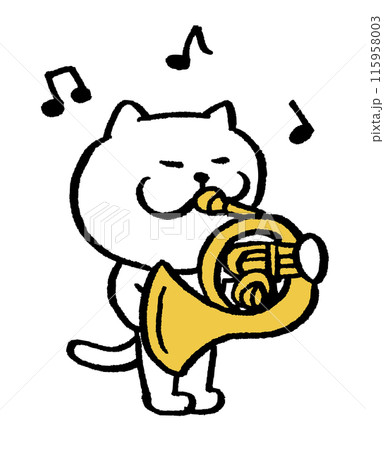 かわいい白猫キャラの楽器演奏 かわいい白猫キャラの楽器演奏 115958003