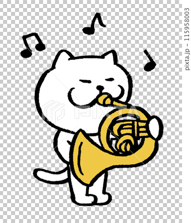 かわいい白猫キャラの楽器演奏 かわいい白猫キャラの楽器演奏 115958003