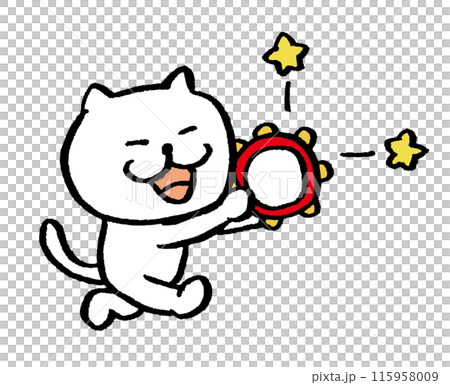 かわいい白猫キャラの楽器演奏 115958009