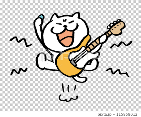 可愛的白貓角色演奏樂器 115958012