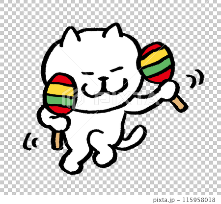 かわいい白猫キャラの楽器演奏 かわいい白猫キャラの楽器演奏 115958018