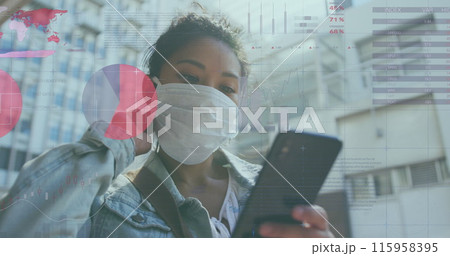 Asian colleague holding smartphone, looking at screen 115958395