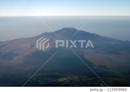 Etna Volcano aerial view from airplane window Etna Volcano aerial view from airplane window 115959068