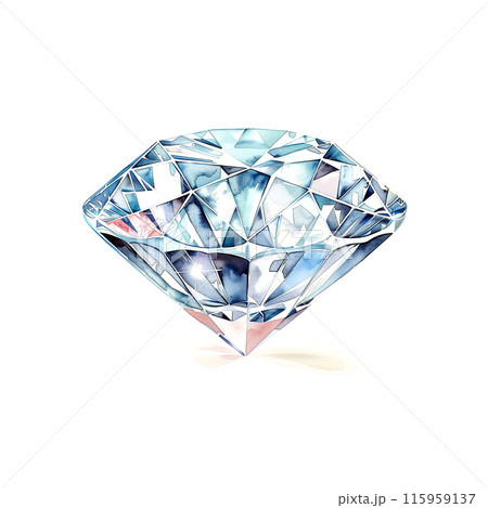 白背景にダイヤモンドの水彩イラストのイラスト素材 [115959137] - PIXTA