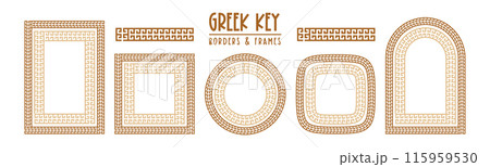 Greek key pattern, seamless borders collection 115959530
