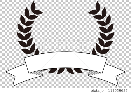 Laurel wreath and ribbon icon illustration 115959625