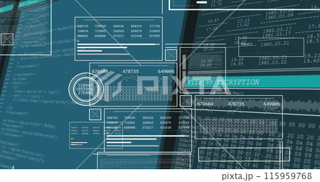Image of financial data processing over screens 115959768