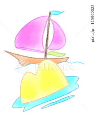 斜めの島とヨット 115960022